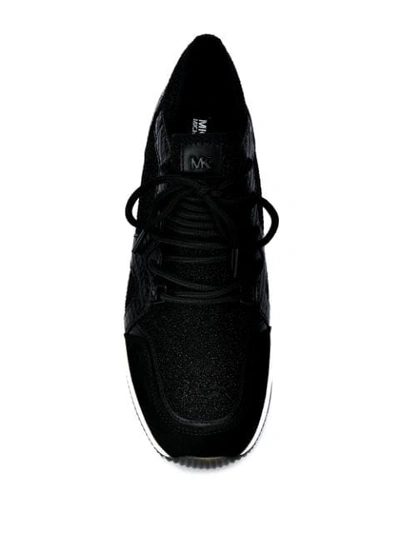 Shop Michael Michael Kors Snakeskin Heeled Sneakers In Black