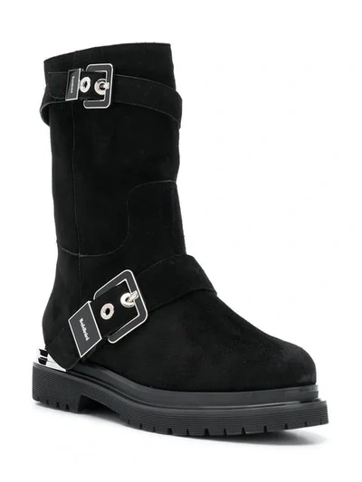 Shop Baldinini Silver Buckled Boots In Black