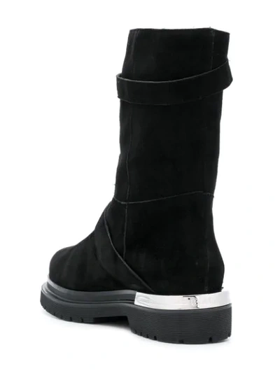 Shop Baldinini Silver Buckled Boots In Black