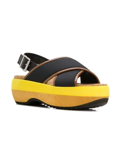 Shop Marni Wedge Sandals In Black