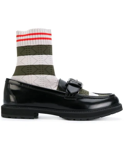 Shop Fendi Loafer Sock Boots In Black