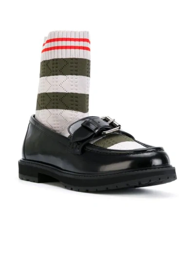 Shop Fendi Loafer Sock Boots In Black