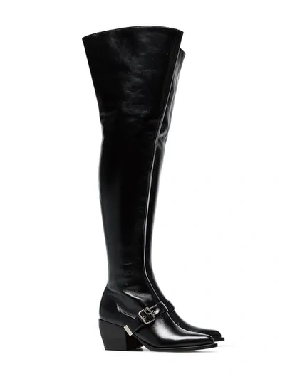 Shop Chloé Black Over The Knee 80 Leather Boots
