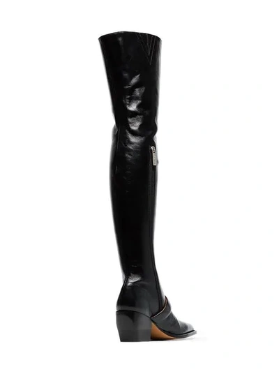 Shop Chloé Black Over The Knee 80 Leather Boots