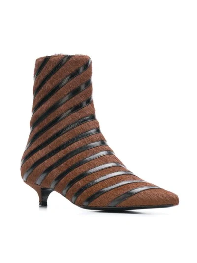 Shop Sonia Rykiel Striped Ankle Boots - Brown