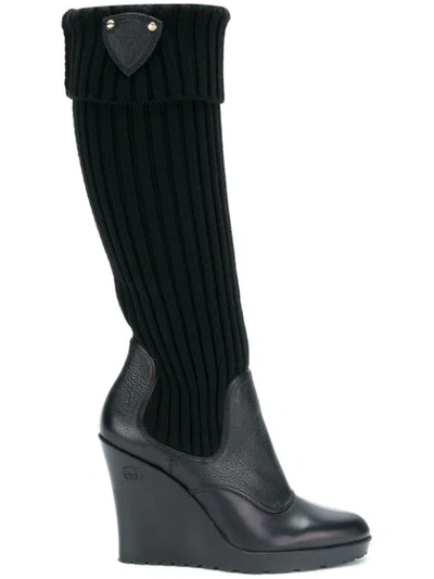 Pre-owned Gucci Knee-length Sock Boots In Black
