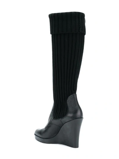 Pre-owned Gucci Knee-length Sock Boots In Black
