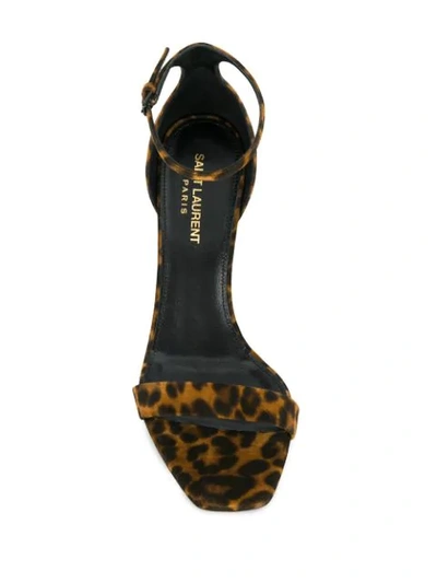 Shop Saint Laurent Leopard Print Sandals In Brown