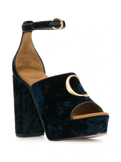 Shop Chloé C Velvet Sandals In Blue