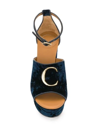 Shop Chloé C Velvet Sandals In Blue