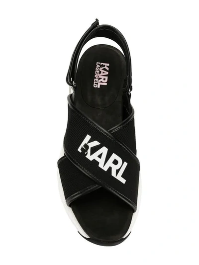 Shop Karl Lagerfeld Ventura Karlx X Strap Slides In Black