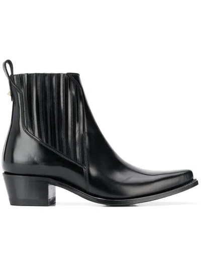 Shop Valentino Garavani Pointed Toe Ankle Boots In 0no Nero