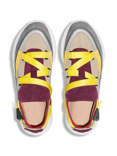 CHLOÉ MULTICOLOURED SONNIE COLOUR BLOCK SNEAKER - 紫色