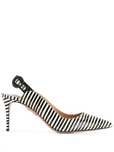 Shop Aquazzura Striped Slingback Pumps In Black