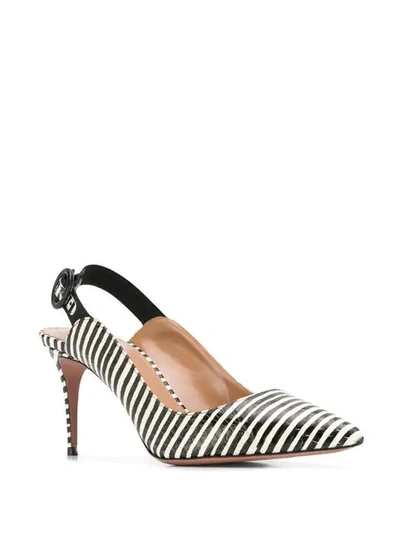 Shop Aquazzura Striped Slingback Pumps In Black