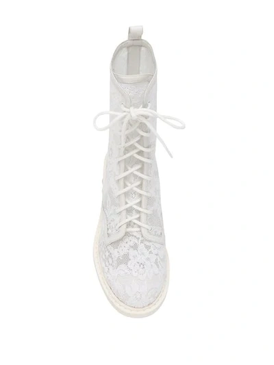 Shop Nicholas Kirkwood Casati Lace Combat Boots 35mm In Neutrals