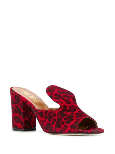Shop Paris Texas Leopard Print Block Heel Sandals In Red