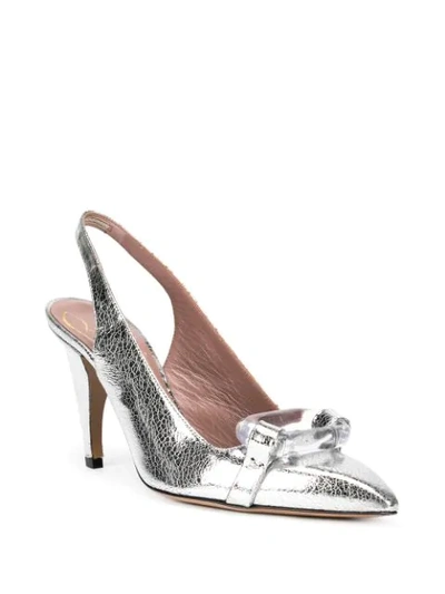Rayne Lucite Sling Back Pumps In Silver