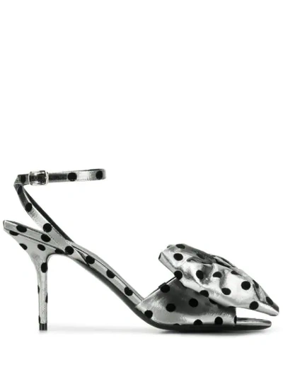 Shop Balenciaga Square Knife Bow Sandals In Silver