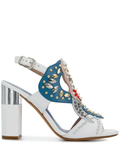 ALBANO EMBELLISHED OPEN-TOE PUMPS - 白色