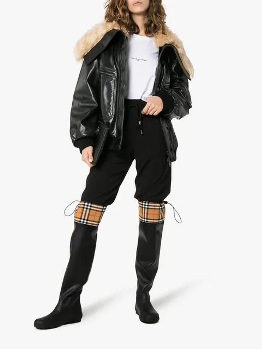 Burberry Vintage Check And Rubber Knee high Rain Boots In Black ModeSens GB