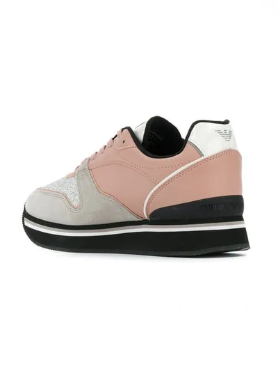Shop Emporio Armani Flatform Logo Sneakers In Pink