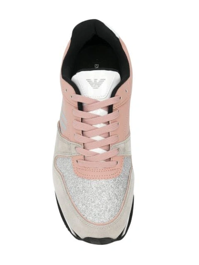 Shop Emporio Armani Flatform Logo Sneakers In Pink