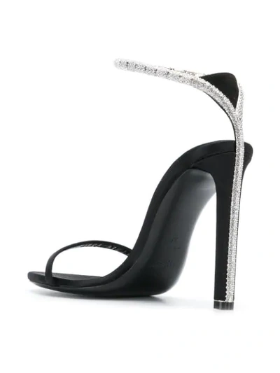 Shop Saint Laurent Black Kate 105 Crystal Embellished Satin Sandals