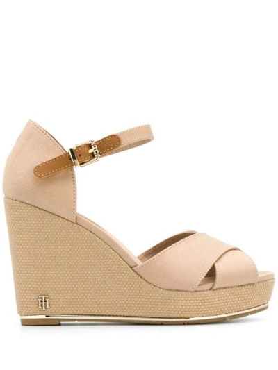 Tommy Hilfiger High Wedge Sandals In Neutrals | ModeSens