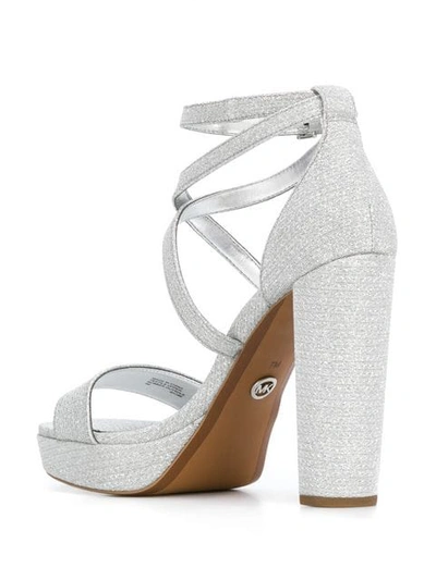 Michael Michael Kors Charlize Platform Glitter Sandals - Silver | ModeSens