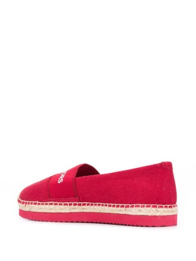 Shop Michael Michael Kors Embroidered Logo Espadrilles In Red
