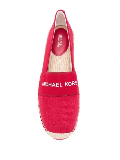 Shop Michael Michael Kors Embroidered Logo Espadrilles In Red