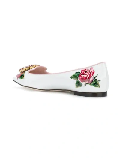 Shop Dolce & Gabbana Bellucci Ballerinas In White