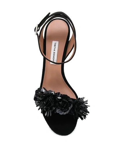 Shop Tabitha Simmons Lilian Floral Sequin Sandals In Black