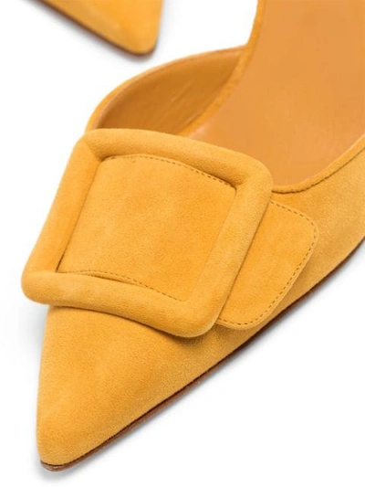 Shop Manolo Blahnik Maysli 70mm Slingback Pumps In Yellow