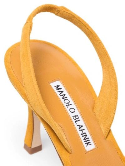 Shop Manolo Blahnik Maysli 70mm Slingback Pumps In Yellow