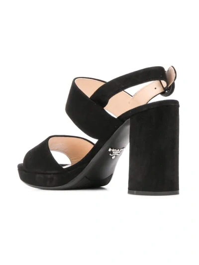 Shop Prada Chunky Heel Sandals In Black