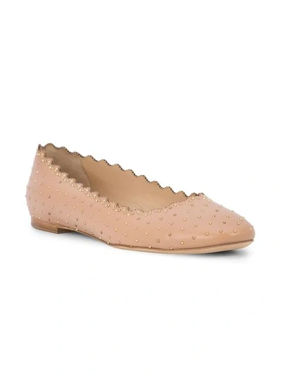 Shop Chloé Embellished Ballerina Flats In Brown