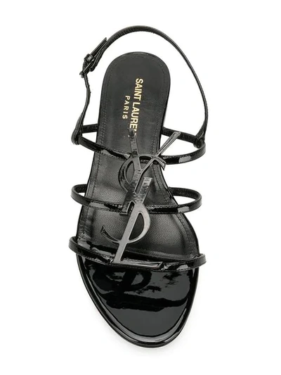 Shop Saint Laurent Cassandra Logo Sandals In Black