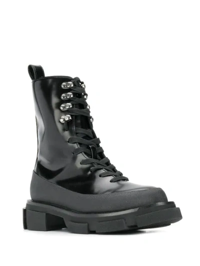 Both 'gao' Leather Combat Boots In Black