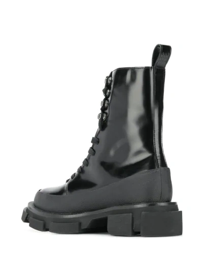 Both 'gao' Leather Combat Boots In Black