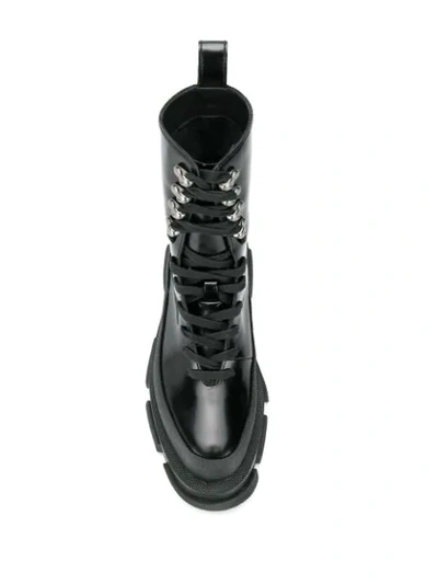 Both 'gao' Leather Combat Boots In Black