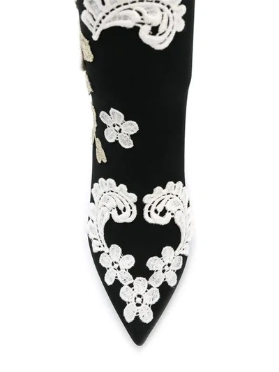 Shop Dolce & Gabbana Embroidered Ankle Boots In 89690 Nero/bianco