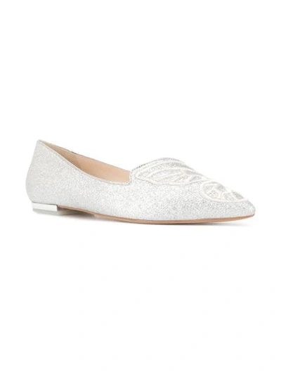 Shop Sophia Webster Glitter Finish Ballerinas In Metallic