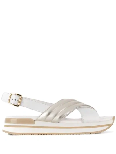 Shop Hogan H222 Sandals In White