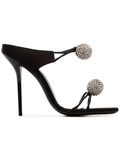 Shop Saint Laurent Pierre 110 Satin And Leather Crystal Ball Shoes In Black