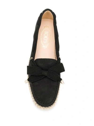 Shop Tod's Leather Espadrille Loafers In Black