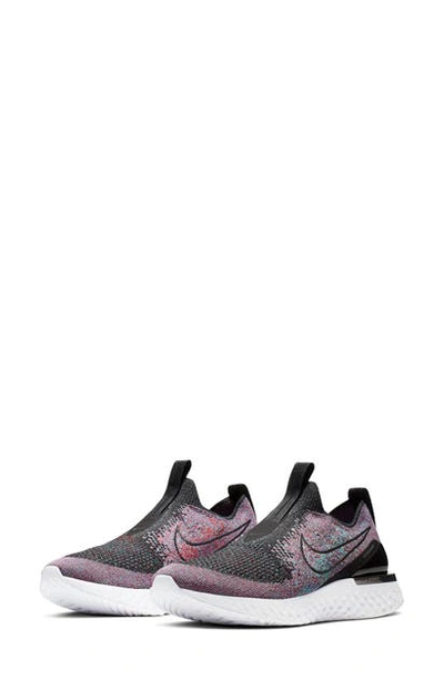 Shop Nike Epic Phantom React Flyknit Running Shoe In Black/ University Red/ Jade