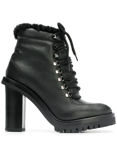 Shop Valentino Lace-up Boots In Black