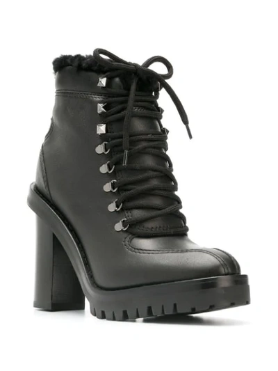 Shop Valentino Lace-up Boots In Black